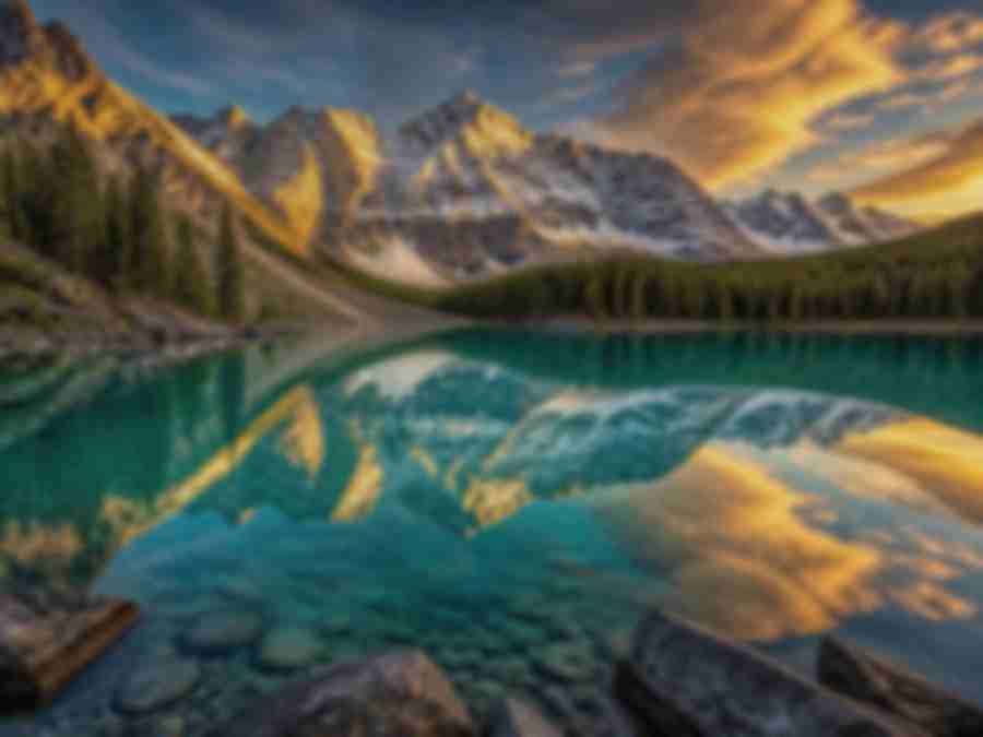Mountain lake at golden hour — original low-quality version